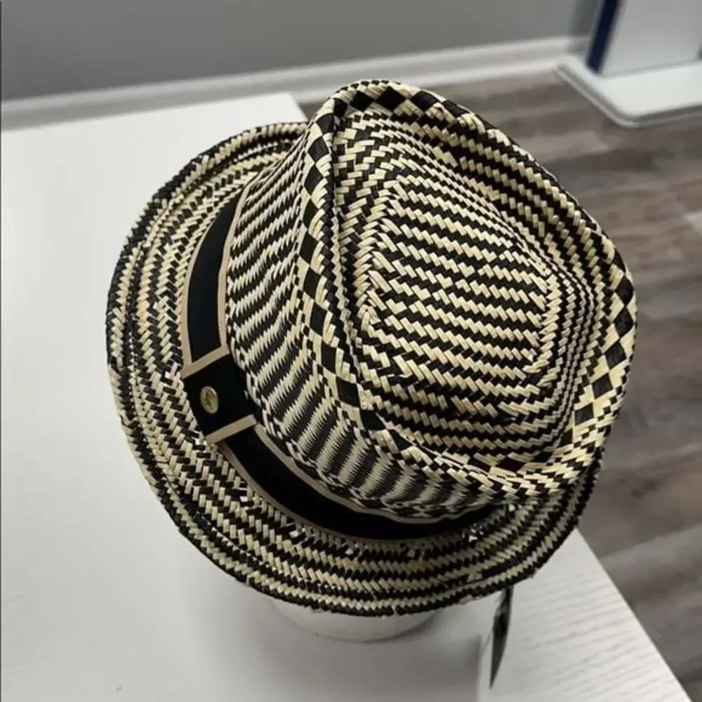 Woven Black and Tan Fedora Hat